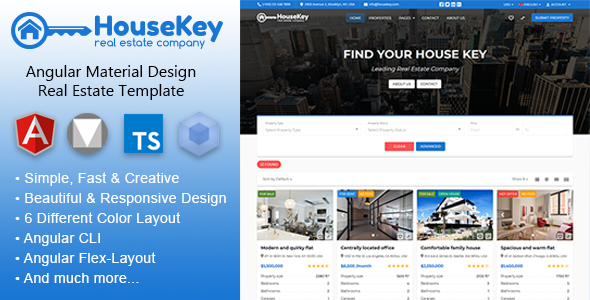 HouseKey - Angular 12 Material Design Real Estate Template