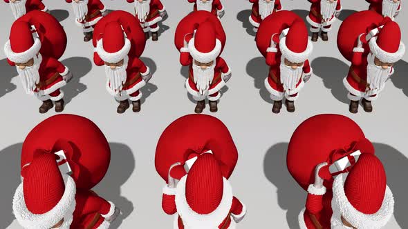Santa Claus Army Carries Bags of Gifts alt