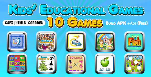 Kids Educational Games Collection 02 (CAPX | HTML5 | Cordova) 10 Games