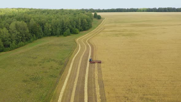 Aerial View of Combine Harvester