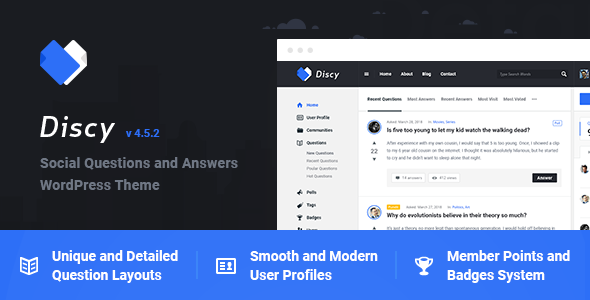 Discy - Social Questions and Answers WordPress Theme / Themeforest