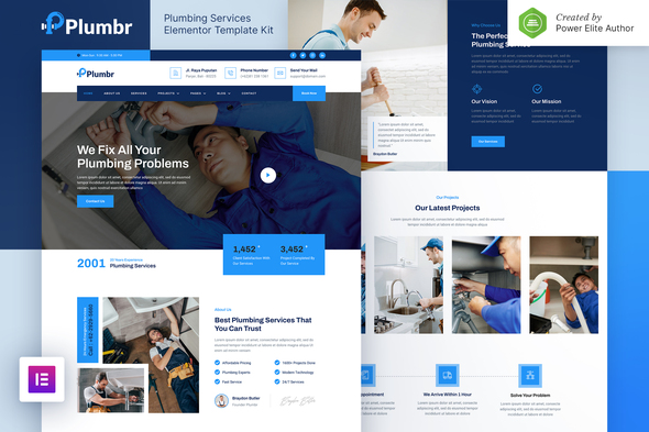 Plumbr – Plumbing Services Elementor Template Kit