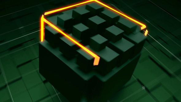 Tech Neon Cube Logo