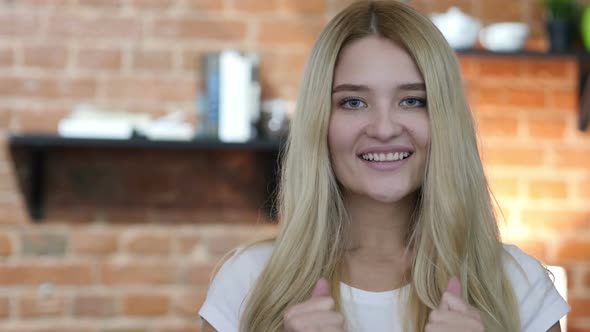 Girl Reacting To Positive News And Success