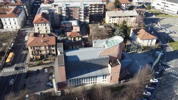 aerial footage on a church in 4k with drone