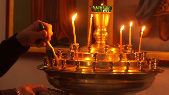 A Candilo is a Large Candlestick in Front of an Icon in an Orthodox Church