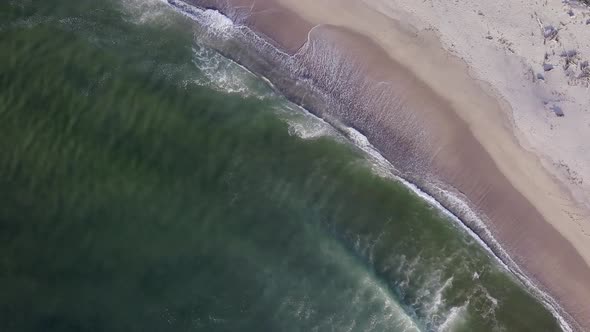 Beach shoreline top-down view