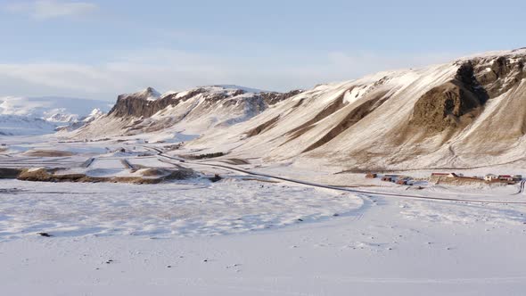 The Black Sand Beach and Incredible Landscape of Iceland Seen From The Air