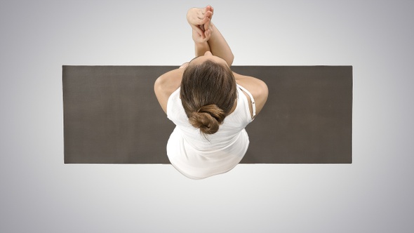 Attractive Girl Standing in The Balancing Yoga Pose Garudasana