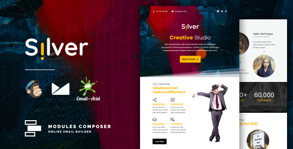 Silver - Responsive Email for Agencies, Startups & Creative Teams with Online Builder