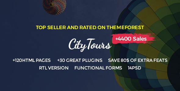 CityTours - szablon strony dotyczącej podróży i hoteli