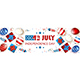 Independence Day White Background with Balloons and Fireworks - GraphicRiver Item for Sale