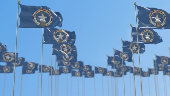 Northern Mariana Islands Row Of National flags Walk Throw Animation