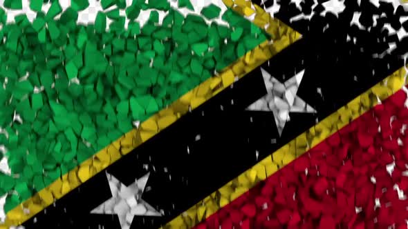 Saint Kitts and Nevis Flag Breaking Rocks Transition