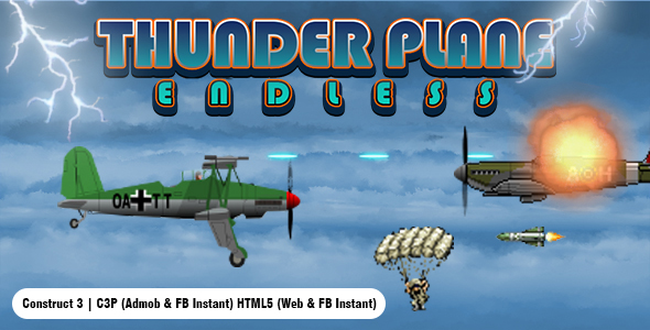 Thunder Plane Game (Construct 3 | C3P | HTML5) Endless Game