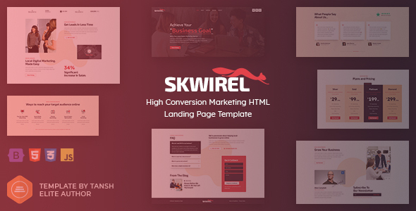 Skwirel - High Conversion Marketing HTML Landing Page Template