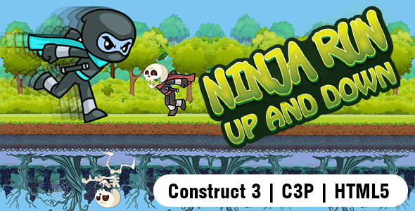 Ninja Run Up and Down Game (Construct 3 | C3P | HTML5) Endless Game