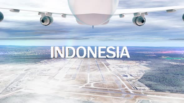 Commercial Airplane Over Clouds Arriving Country Indonesia