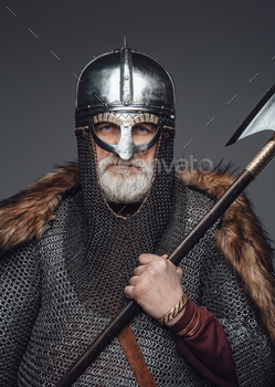 Old nordic barbarian with axe and mail / Photodune, Misc