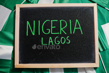 board with nigerian flags.