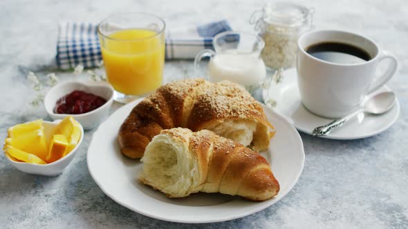 Served Breakfast with Drinks and Croissant