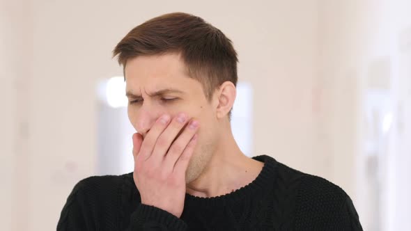 Portrait of Yawning Tired Man in Office Sleep