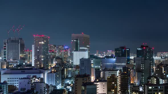 Time Lapse of the buildings of Tokyo Japan at night