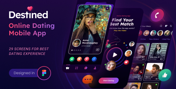 Destined | A Dating App UI Figma Template