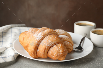 Composition with tasty croissants on grey table, close up / Photodune, Misc