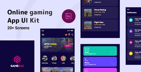 Gamebaz - Online Gaming App UI Kit