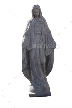 Stone sculpture of virgin mary on white background / Photodune, Misc