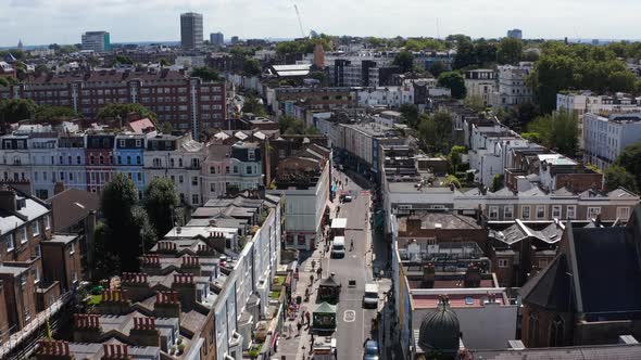 Ascending Footage of Street in Urban Neighbourhood