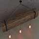 Wooden chandelier with forging elements and incandescent lamps - 3DOcean Item for Sale