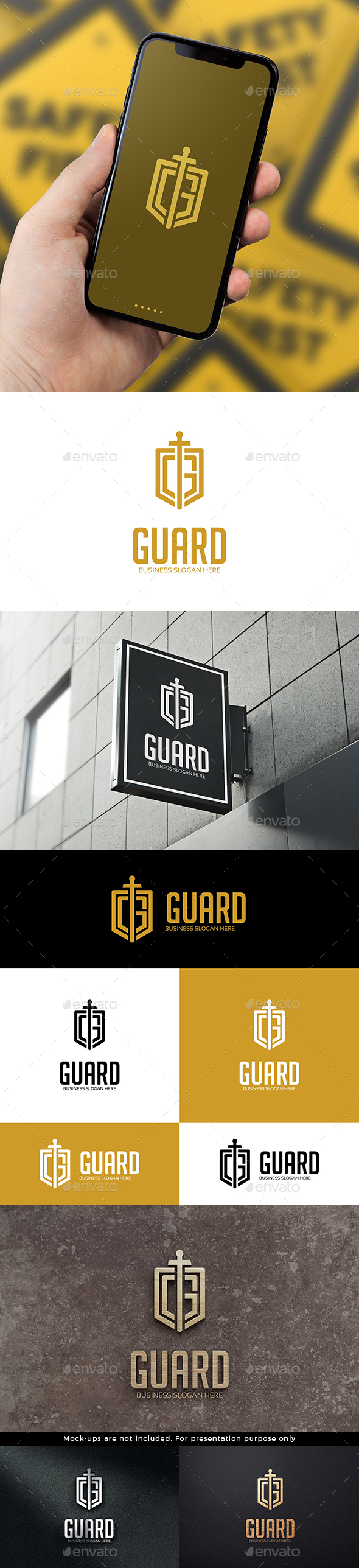 Guard - Letter G Logo Shield and Sword