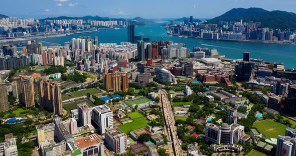 Top view of Hong Kong city