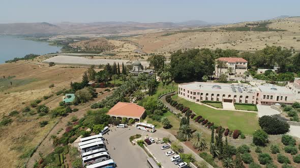 Aerial view of the Mount of Beatitudes