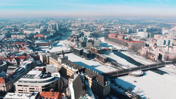 Drone View of the City of Wroclaw the Capital City of Lower Silesian Voivodeship