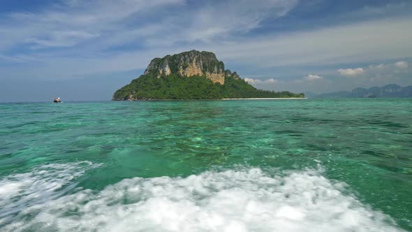 Sailing the Adamant Sea on a Boat By Crabi Province, Thailand. Turquoise Transparent Water