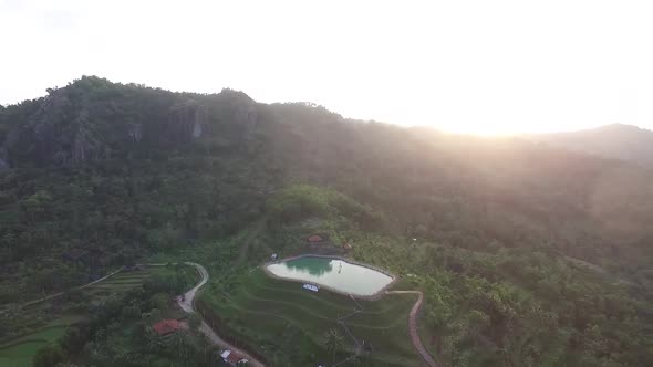  aerial view landscape of a mountain hills with a pond (6)