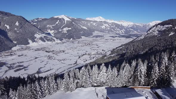 Aerial view of Zell am See on a winter day