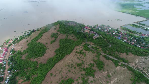 Farming and fishing village near Siem Reap in Cambodia seen from the sky