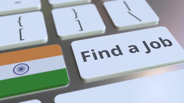 FIND A JOB Text and Flag of India on the Buttons