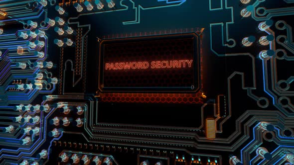 Protection Secure Privacy Access and Password Security Words on Digital Futuristic Circuit Board