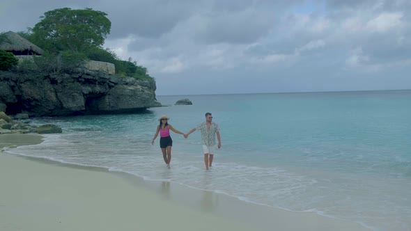 View of the White Beach Grote Knip Curacao Netherlands with a Blue Ocean Curacao Caribbean Island