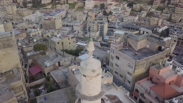 Aerial view of a mosque in Jabal Amman Jordan showing the local community