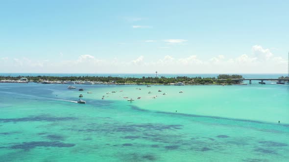 Aerial Video Haulover Sand Bar Summer 2020 4k