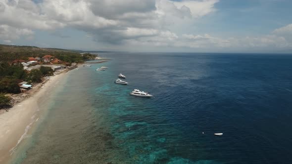 Aerial View Beautiful Beach on a Tropical Island