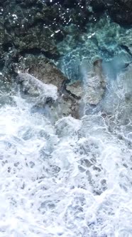 Sea Near the Coast  Closeup Aerial View of the Coastal Seascape