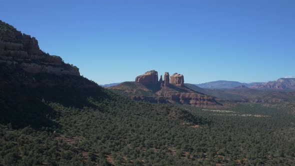 Aerial of Cathedral Rock and its surroundings