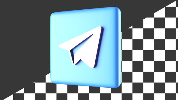 Spinning Loop 3d Telegram Logo Alpha Channel